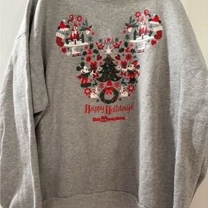 Disney World Disneyland Happy Holidays Gray Sweatshirt Cute XXL Christmas Castle